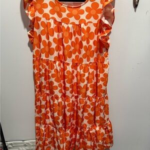 Orange Floral Kids Dress